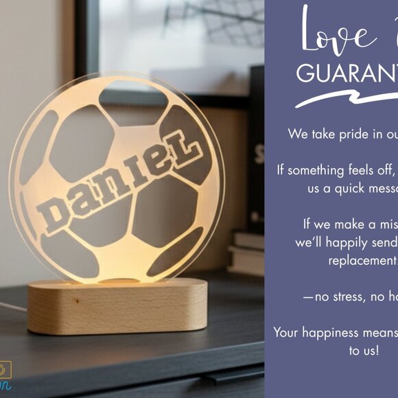Soccer Night Light – Personalized LED Gift for Kids and Fans - Picture 6 of 8